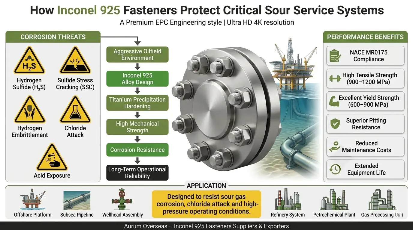 Inconel 925 Fasteners Used in Offshore Platforms, Subsea Pipelines and Sour Gas Service Environments