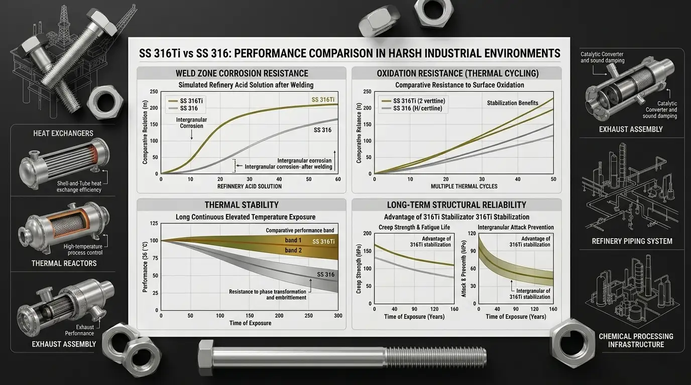  Aurum Overseas SS 316Ti fasteners graph showing corrosion resistance and elevated temperature stability compared with conventional stainless steel fasteners